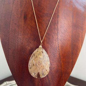 Amber Resin Necklace with Gold Chain